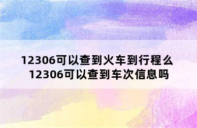 12306可以查到火车到行程么 12306可以查到车次信息吗